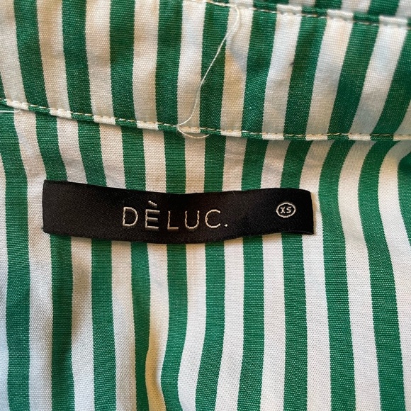 Deluc Solar Dress Green Stripe Long Sleeve  Mini Button Up Oversized Size XS - Picture 7 of 10